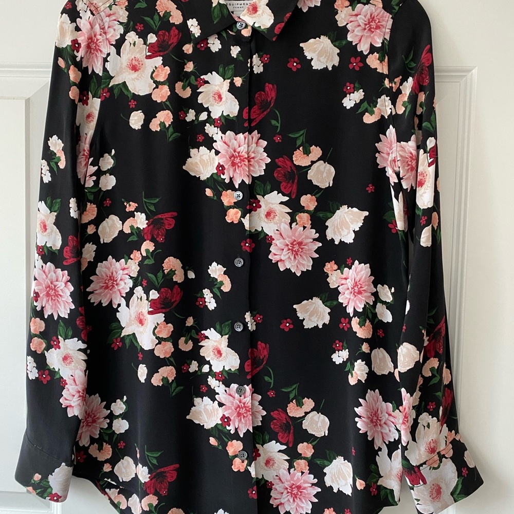 Equipment Black Floral Blouse